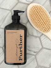 Load image into Gallery viewer, 16oz shower gel on a tile floor next to a body brush